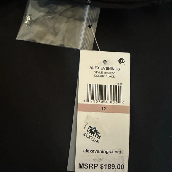 Alex Evenings Elegant Black Dress with Embellished Detail - Ladies 12 - NWT - Picture 3 of 4